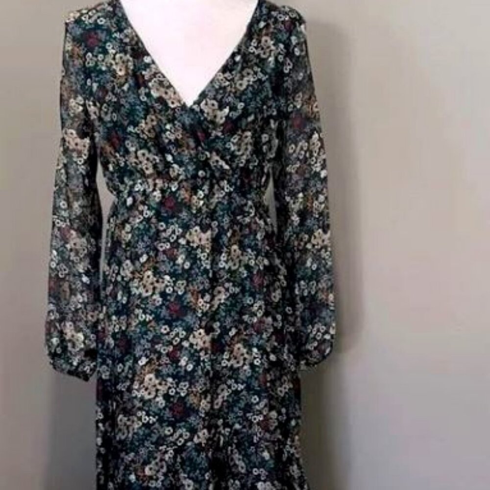 Elena Baldi Italian Silk Bohemian Women's Floral Dress Sz XL
